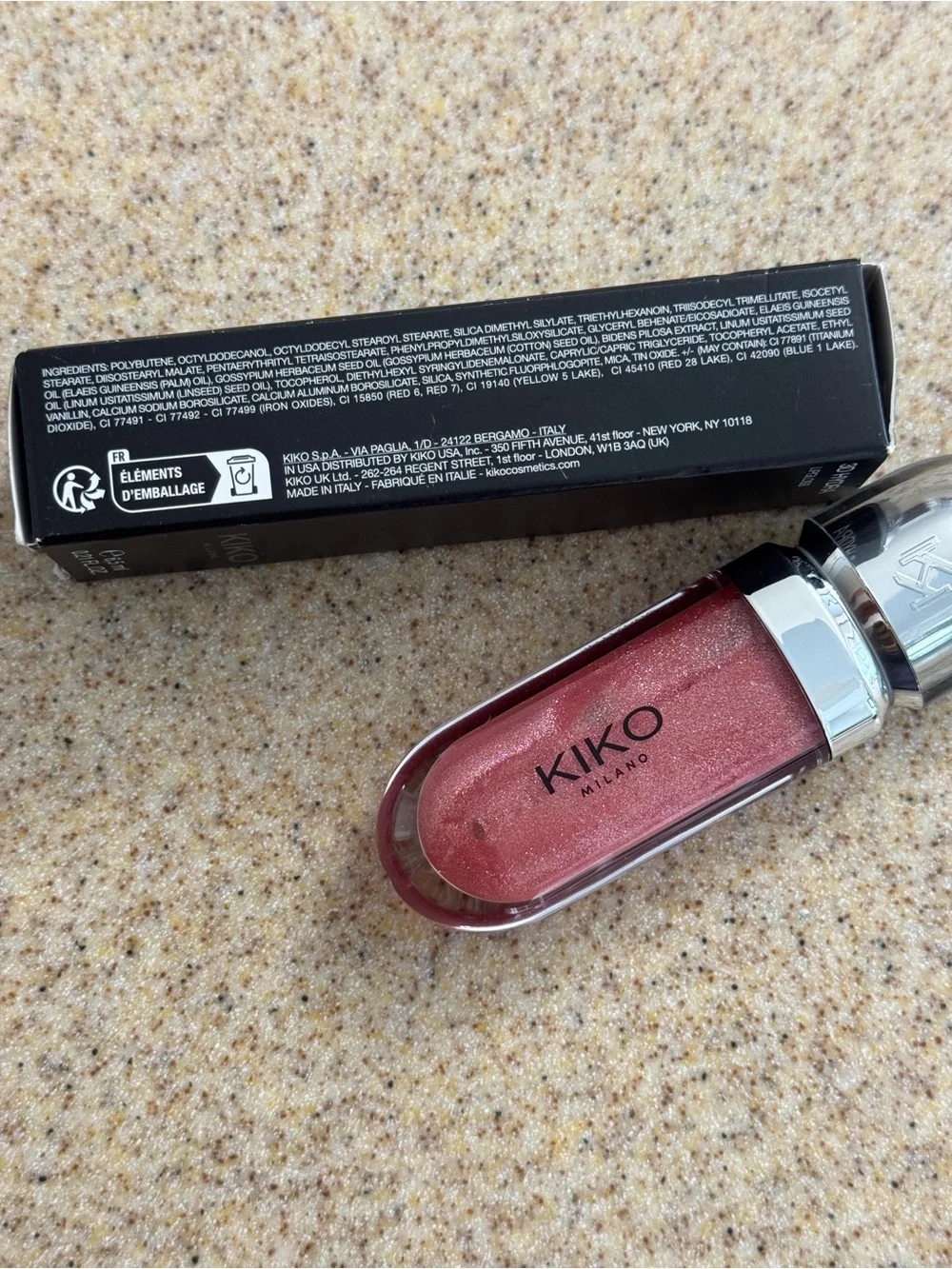 KIKO MILANO 3D Hydra Lip Gloss 17 Shine Glitter Liquid 6.5ml Pink Iridescent